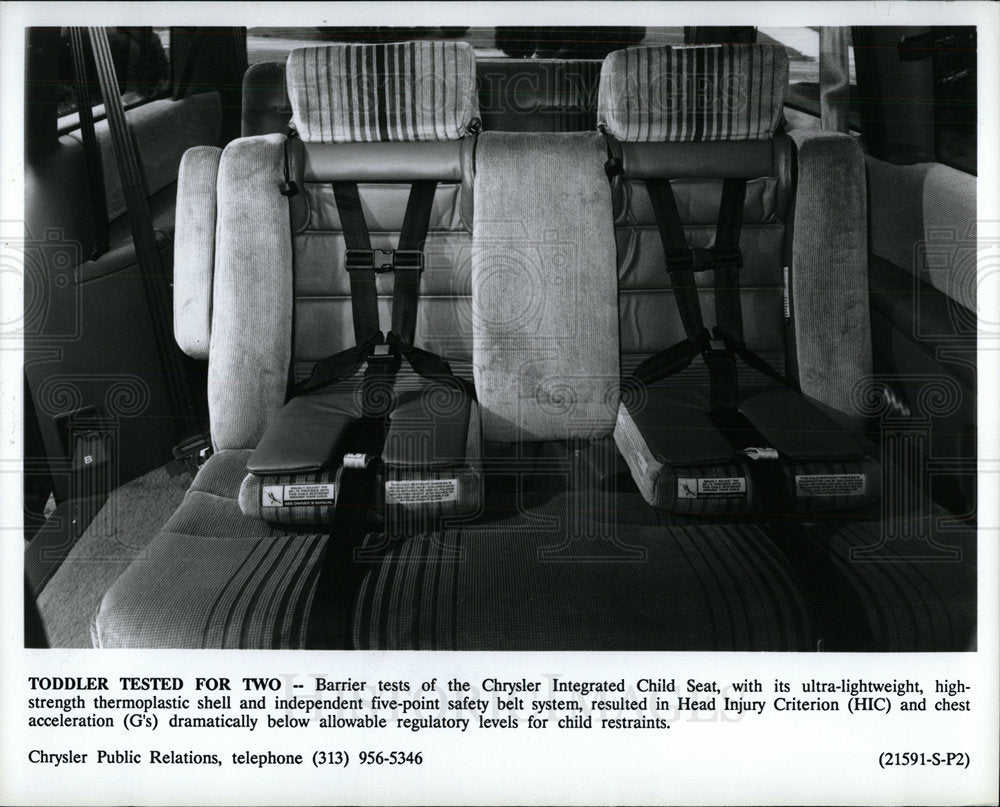 1991 Press Photo Chrysler Safety Child Restraints - Historic Images