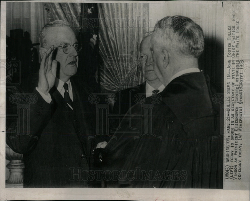 1959 Press Photo Eisenhower JF Dulles Justice F Vinson - Historic Images