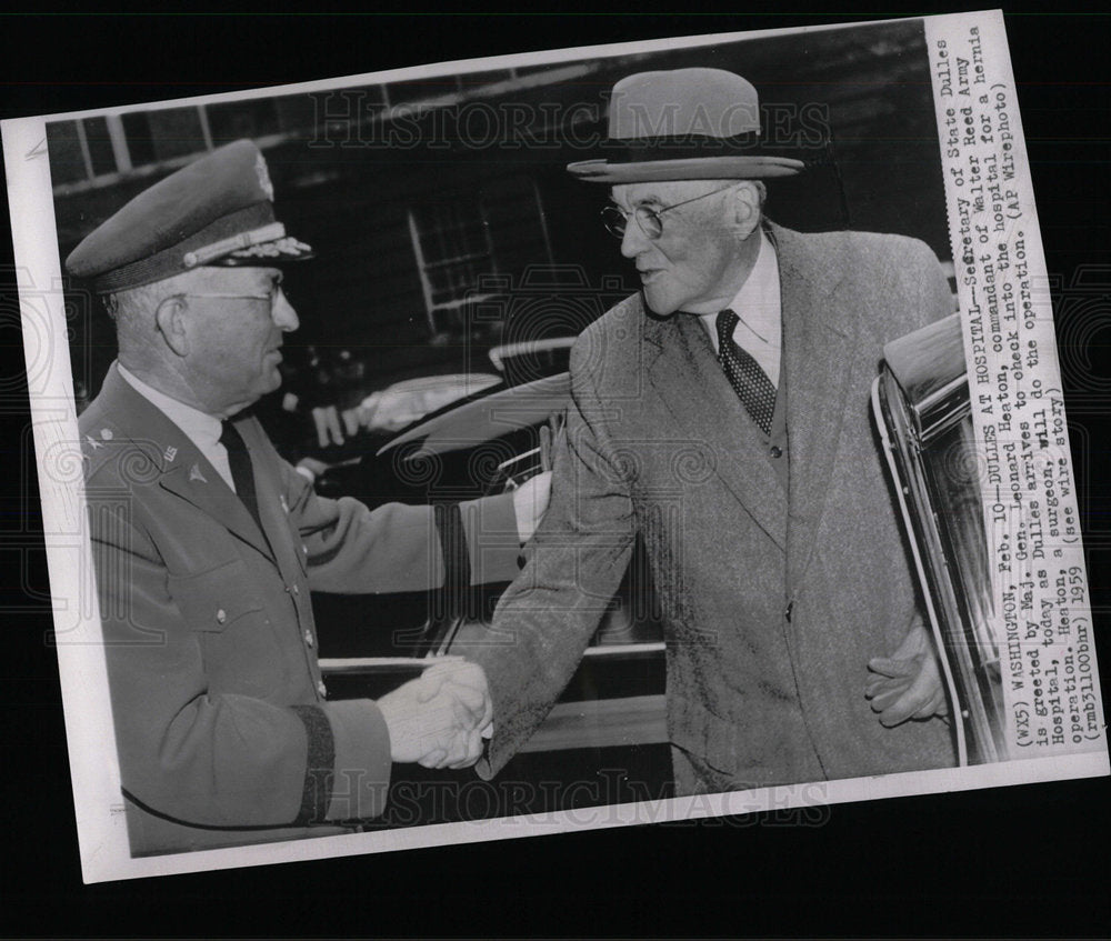 1959 Press Photo Secretary State Dulles Leonard Heaton - Historic Images