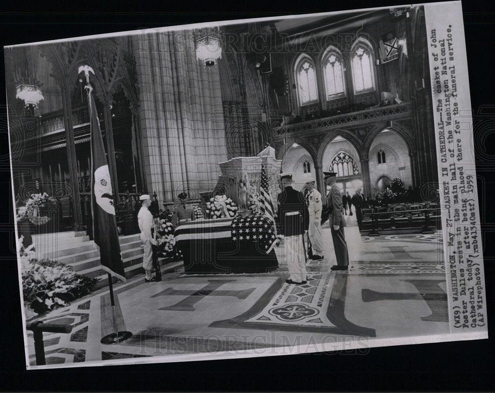 1959 Press Photo J Dulles Casket Washington Cathedral - Historic Images