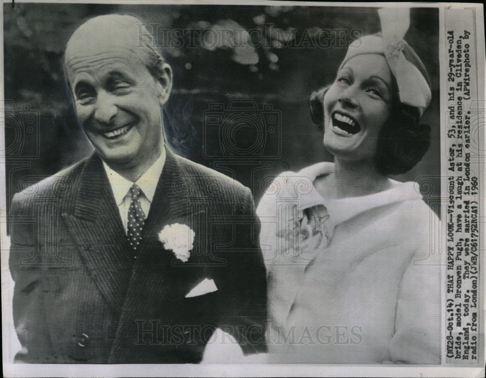 1960 Press Photo Viscount Astor Bronwen Pugh Cliveden - Historic Images