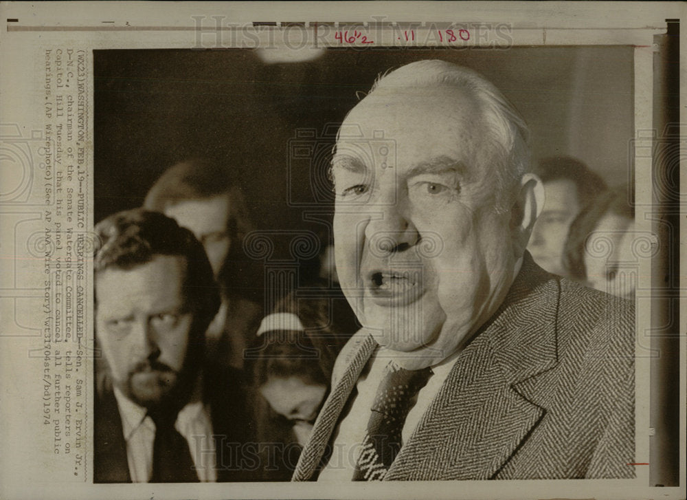 1974 Press Photo Sen.Sam J. Ervin Jr. - Historic Images
