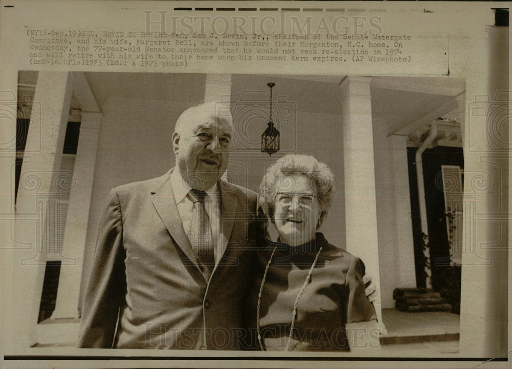 1973 Press Photo Senator Sam J. Ervin &amp; wife - Historic Images
