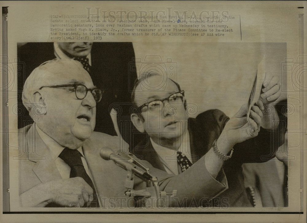 1973 Press Photo Sam Ervin & Samuel Dash Watergate - Historic Images