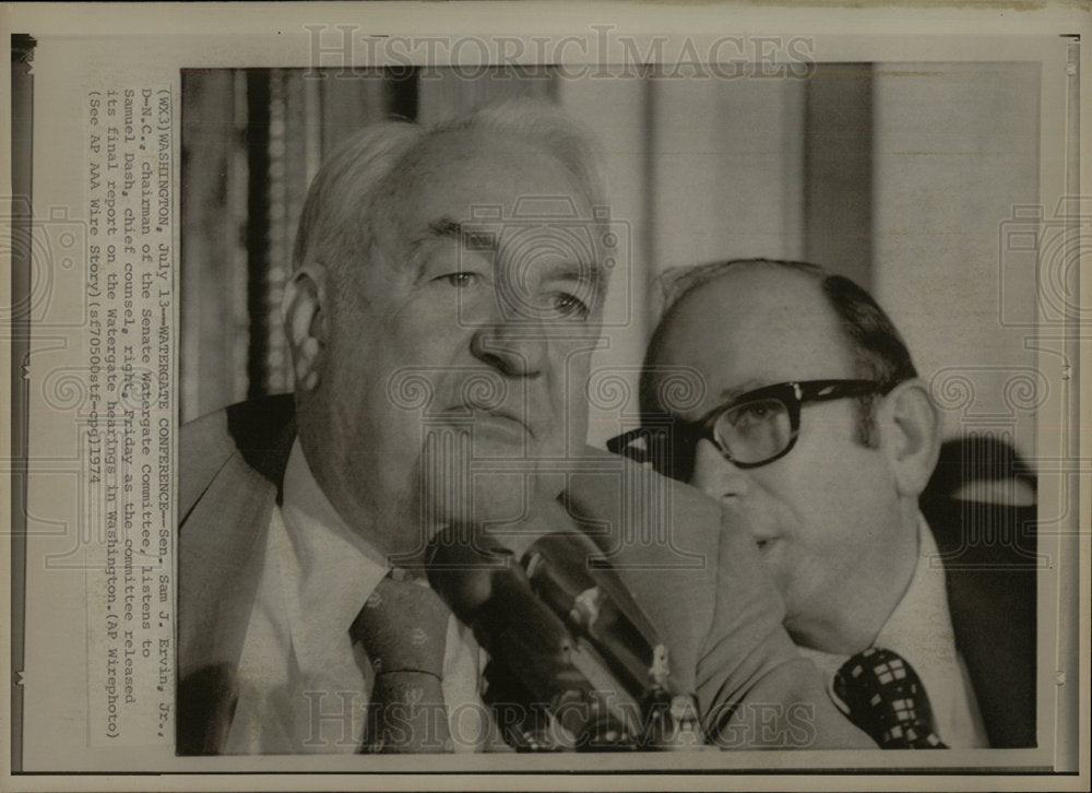 1974 Press Photo Sen. Sam J. Ervin Jr. - Historic Images