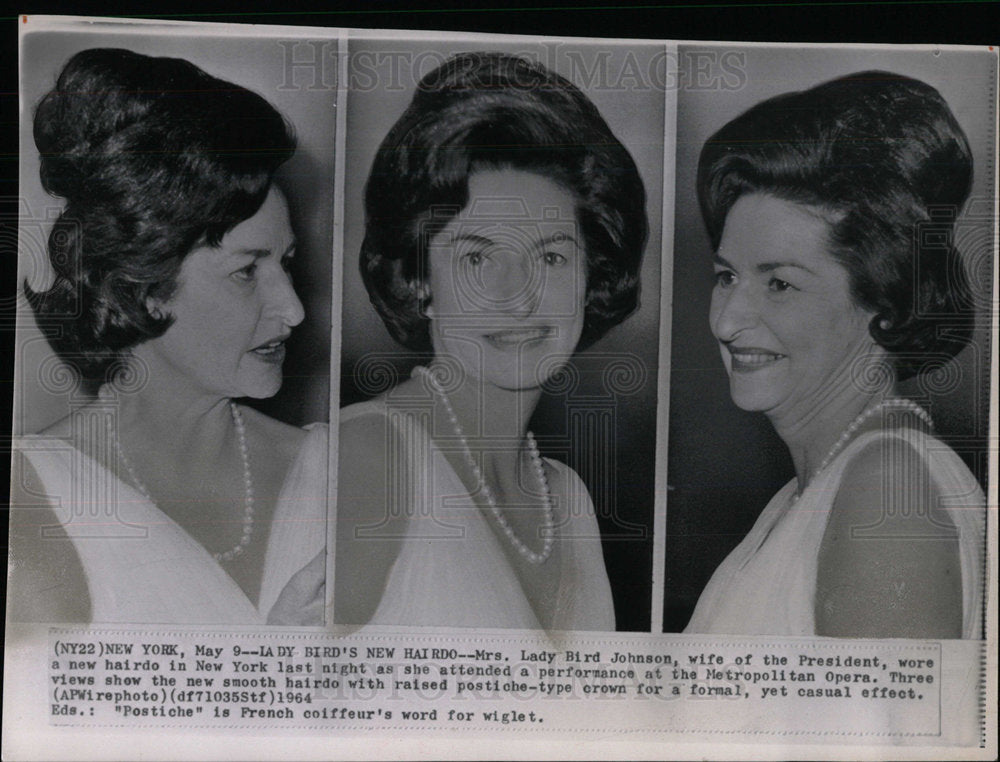 1964 Press Photo Mrs. lady Bird Johnson New Hairdo - Historic Images