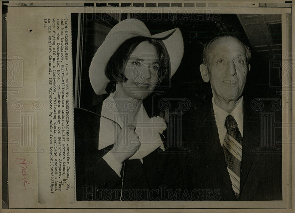 1971 Press Photo Jennifer Jones Norton Simon Marriage - Historic Images