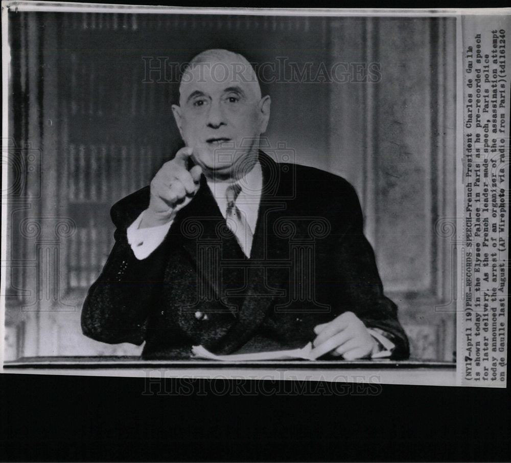 1963 Press Photo French President Charles de Gaulle - Historic Images