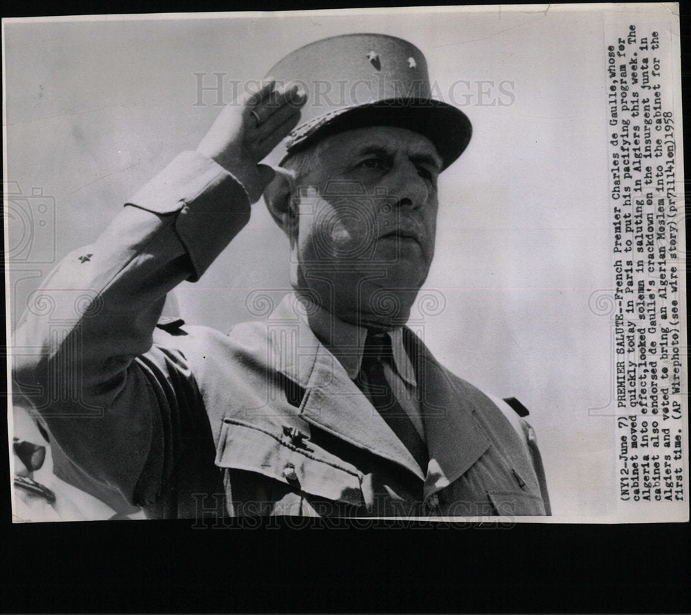 1965 Press Photo French Pres Charles de Gaulle - Historic Images
