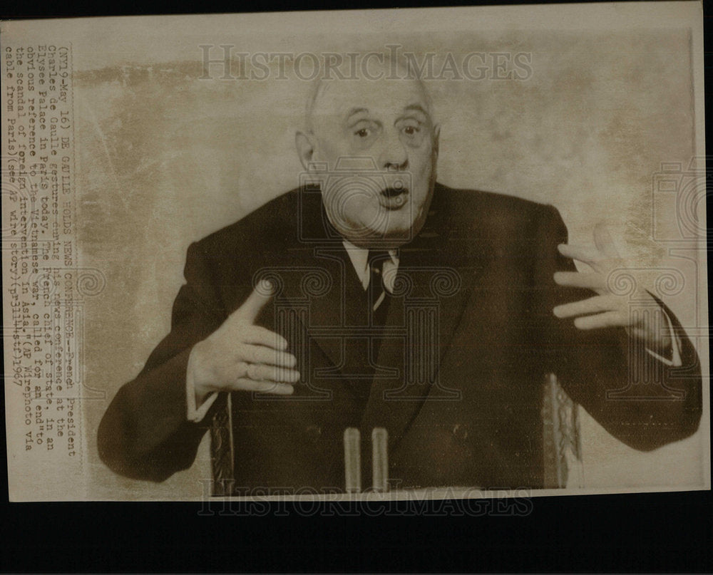 1967 Press Photo Charles de Gaulle/President/France - Historic Images