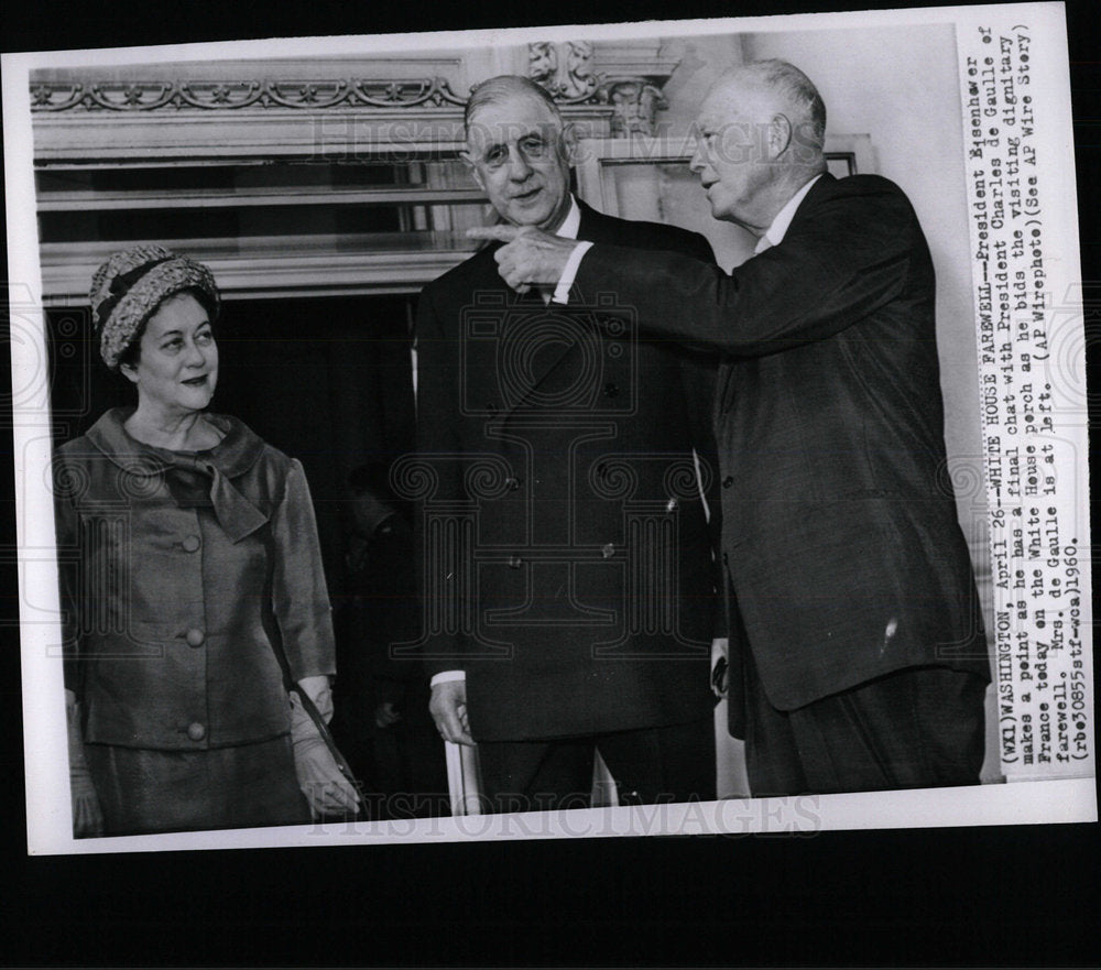 1960 Photo French Pres Charles de Gaulle/ Pres Eisenhow - Historic Images