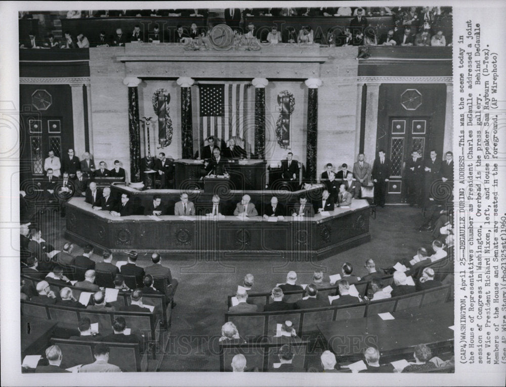 1960 Press Photo Pres. Charles de Gaulle Congress. - Historic Images