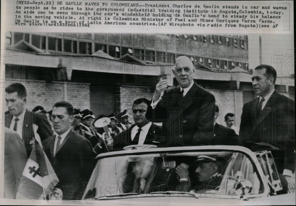 1964 Photo French Pres Charles de Gaulle Tours Columbia - Historic Images