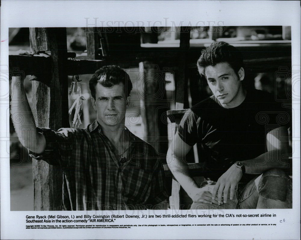 1990 Press Photo Mel Gibson and Robert Downey Jr. Star - Historic Images