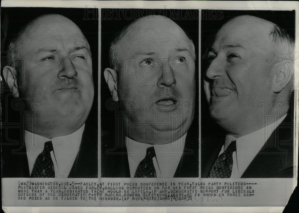 1938 Press Photo Postmaster James A Farley Conference - Historic Images