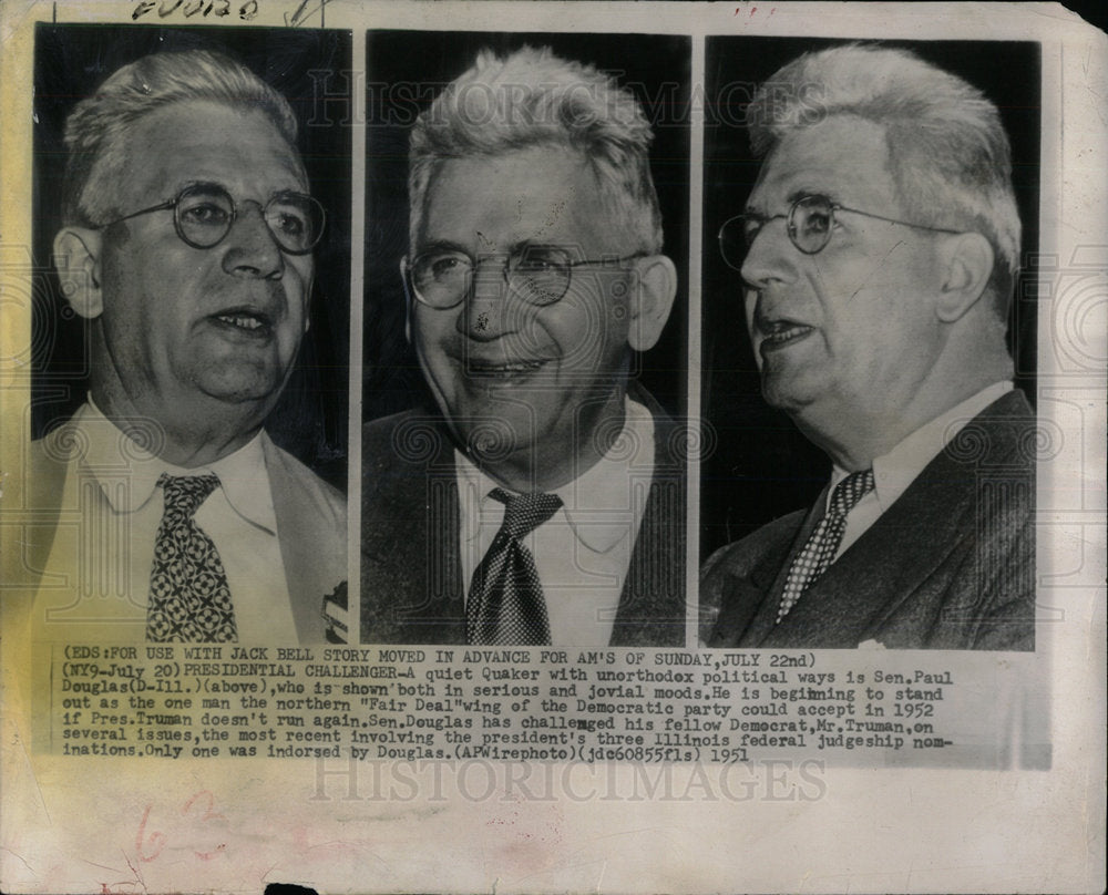 1951 Sen Paul Douglas Quaker unorthodox - Historic Images