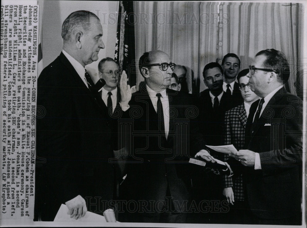 1964 Press Photo Johnson White House Cohen Manuel Cary - Historic Images