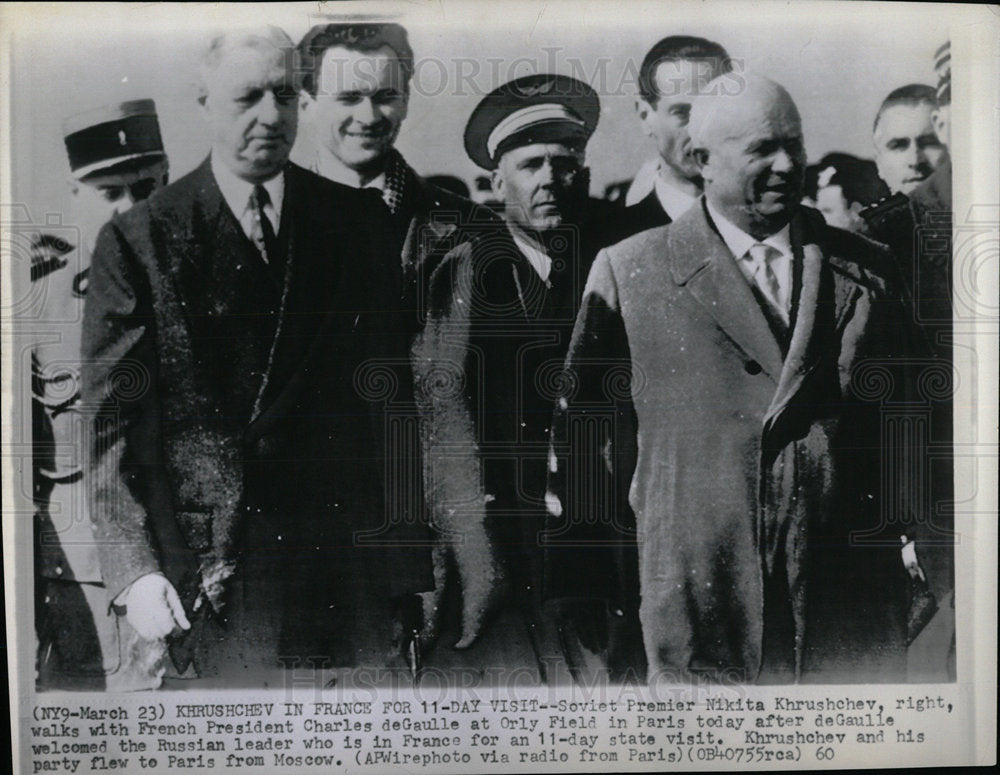 1960 Press Photo Soviet Premier Nikita Khrushchev Paris - Historic Images