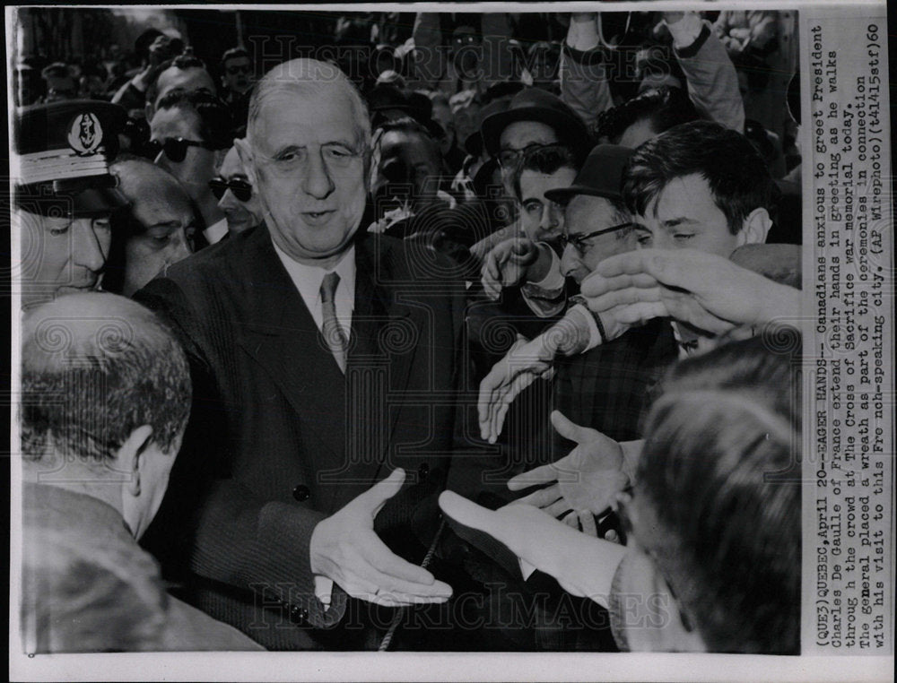 1960 Press Photo Canadian war Charles De Gaulle France - Historic Images