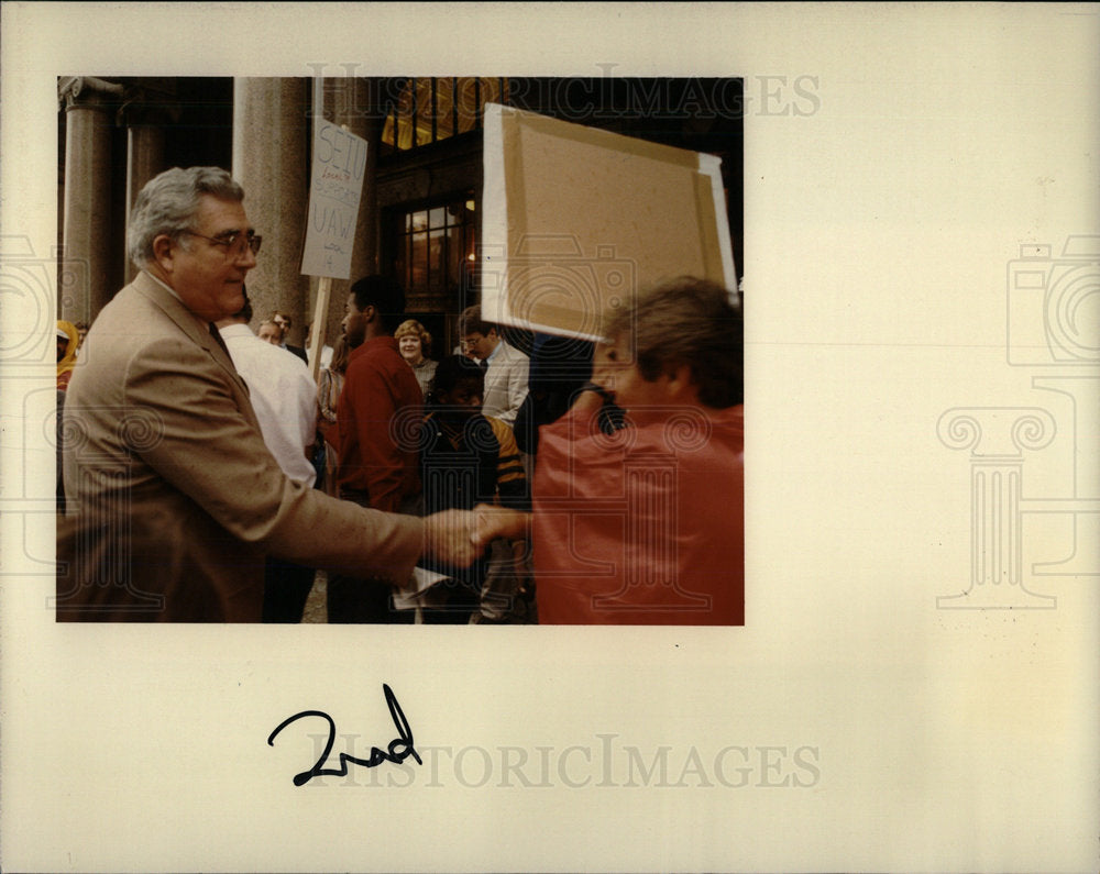 1984 Press Photo Baldemar Velasquez Aron Don Calvin UAW - Historic Images