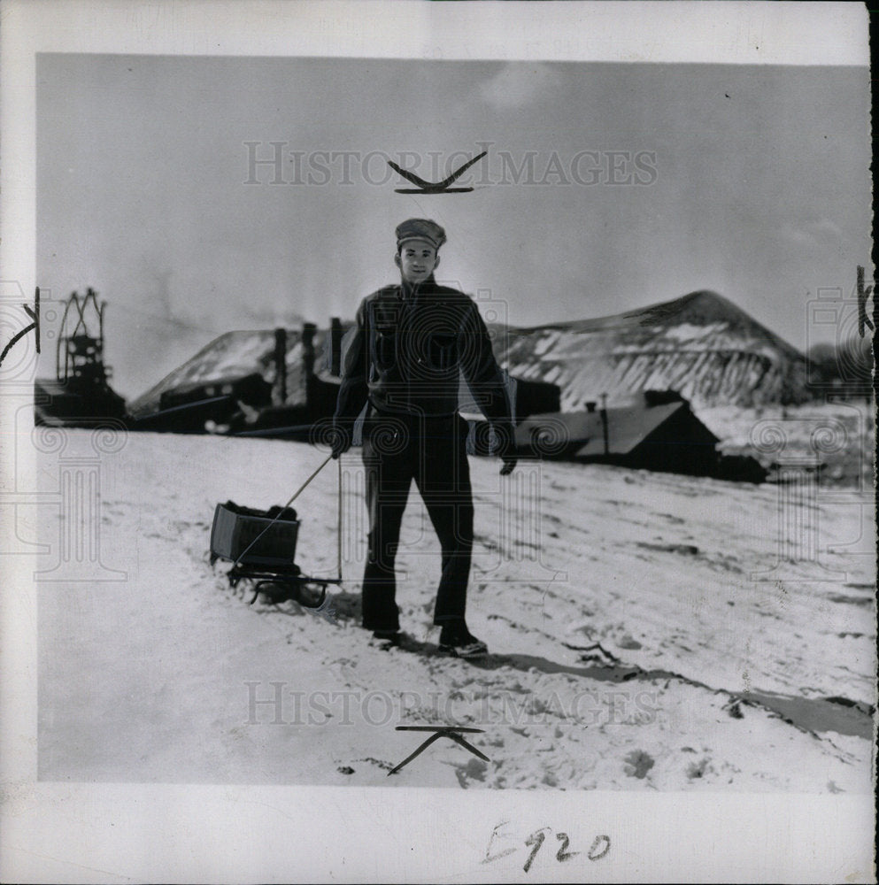 1950 Miner hauls Coal Home sled Michael - Historic Images