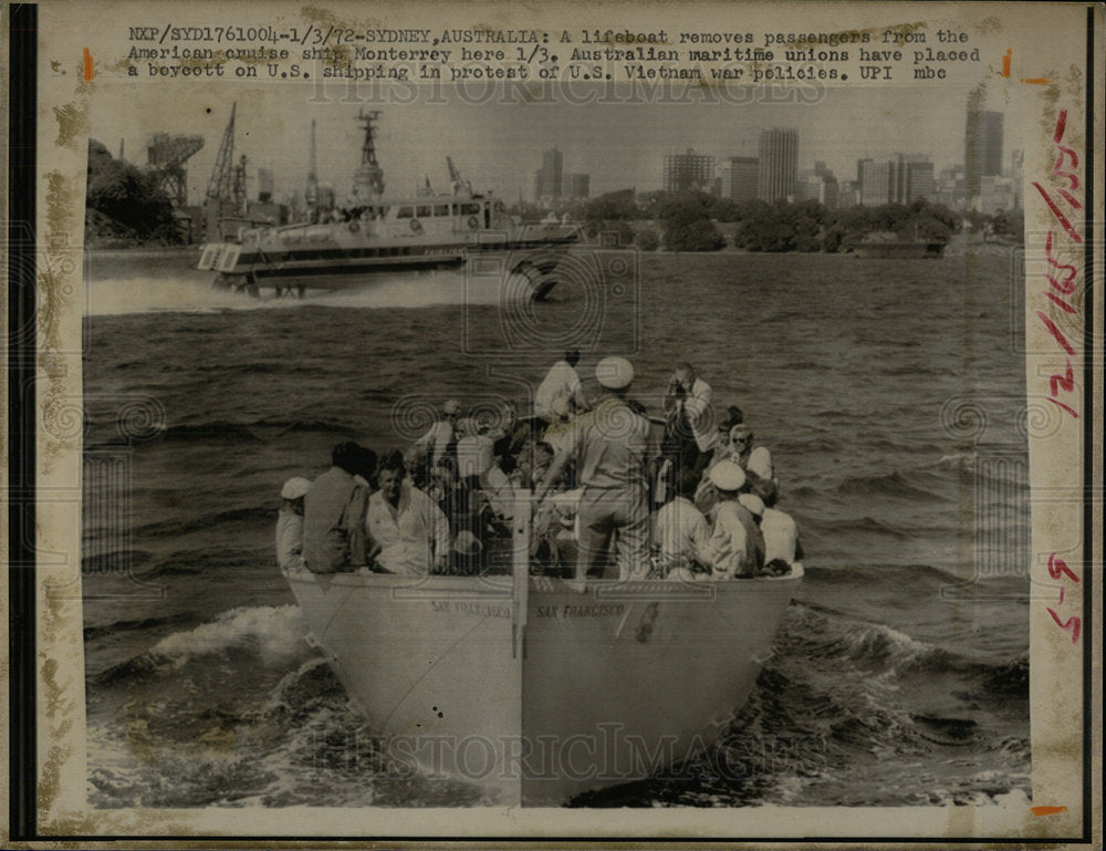 1972 Press Photo Life boat American cruise ship US  - Historic Images