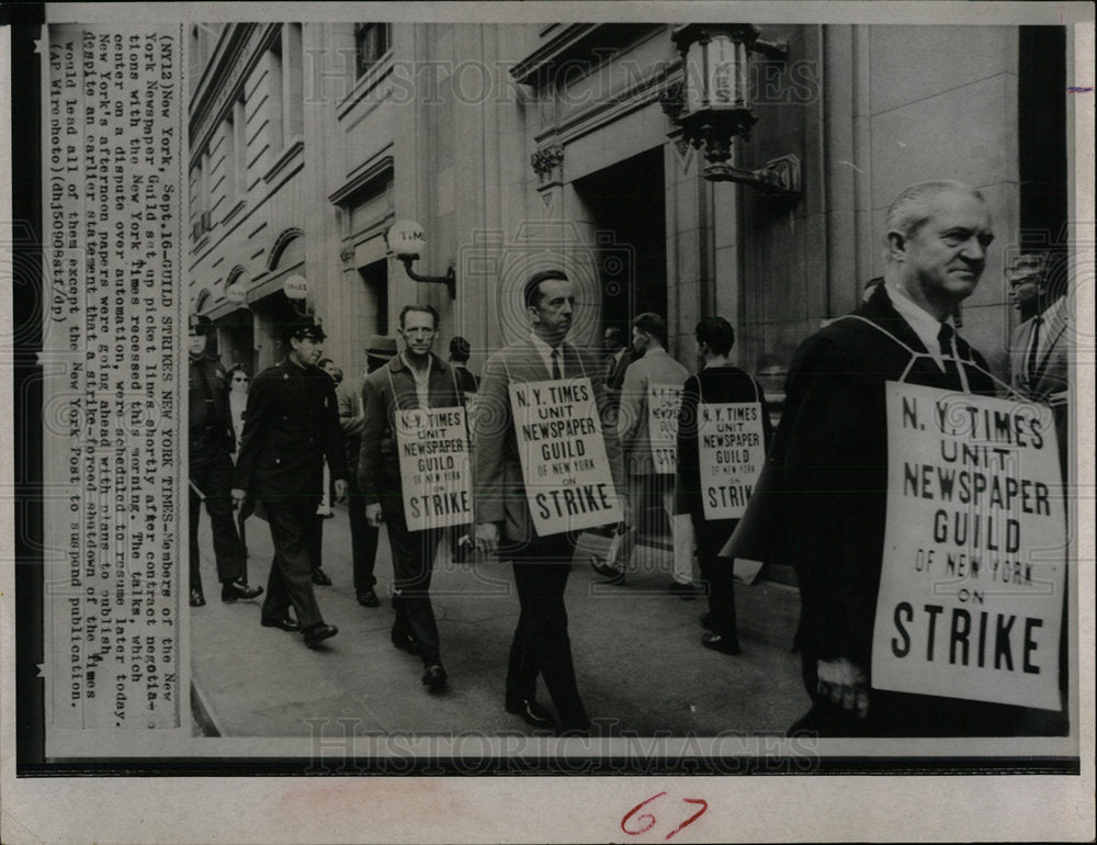 1965 Press Photo New York Newspaper Guild Member Picket - Historic Images