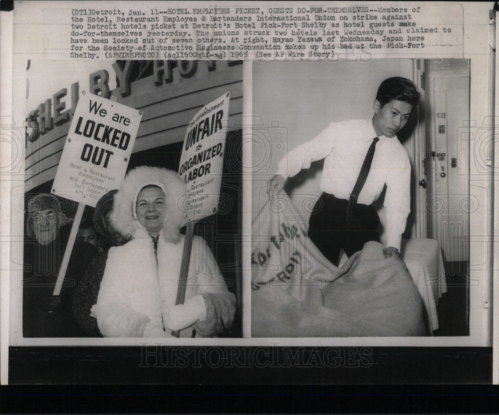 1965 Press Photo Hotel employees picket Bartenders  - Historic Images