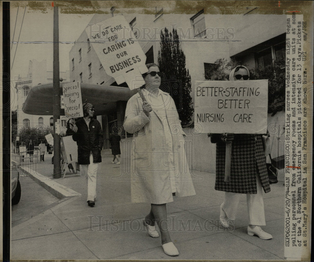 1974 Press Photo San Francisco Nurses on strike. - Historic Images
