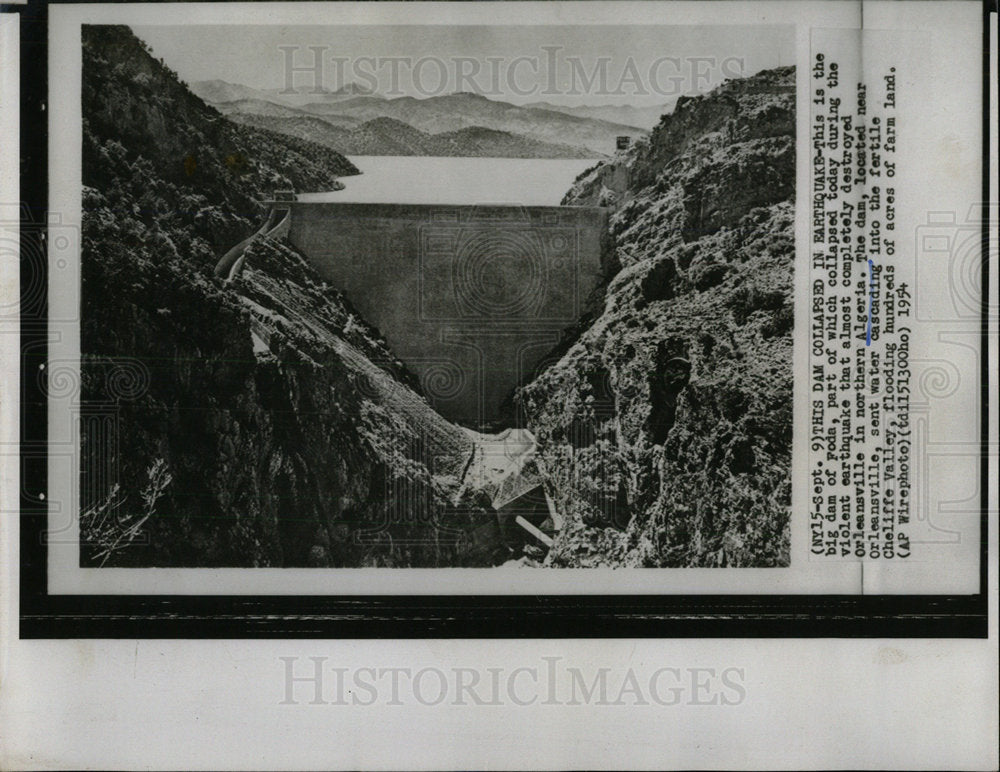1954 Press Photo Foda Big Dam Destroyed Algeria Africa - Historic Images