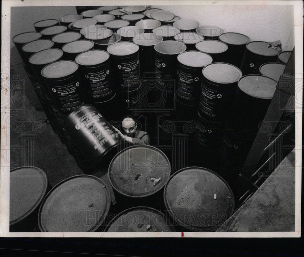 1970 Press Photo Many CD Water Barrels Are Stored Dry  - Historic Images