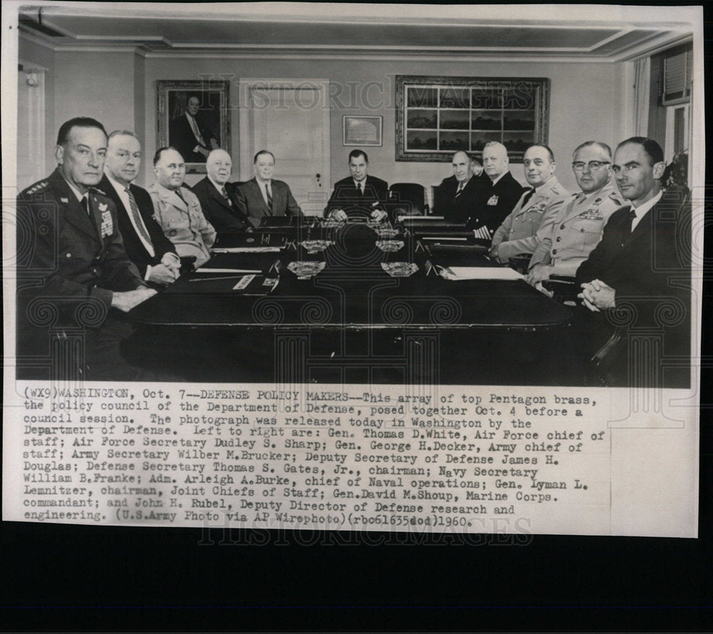 1960 Press Photo Pentagon brass council session defense - Historic Images