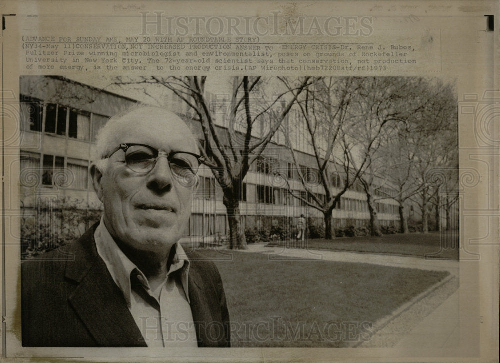 1973 Press Photo Rene Bubos Pulitzer microbiologist - Historic Images