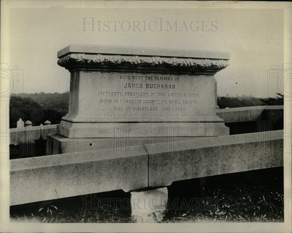 Press Photo James Buchanan Woodward Hill Cemetery tomb  - Historic Images