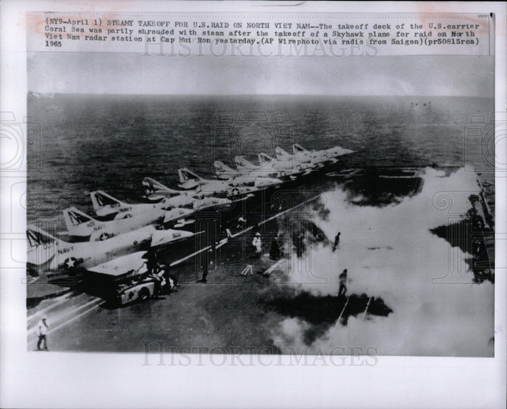 1965 Press Photo US Carrier Coral Sea Skyhawak plane  - Historic Images