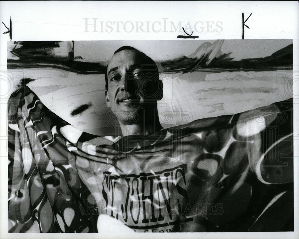 1991 Press Photo Michael Katz hand painted chiffons - Historic Images