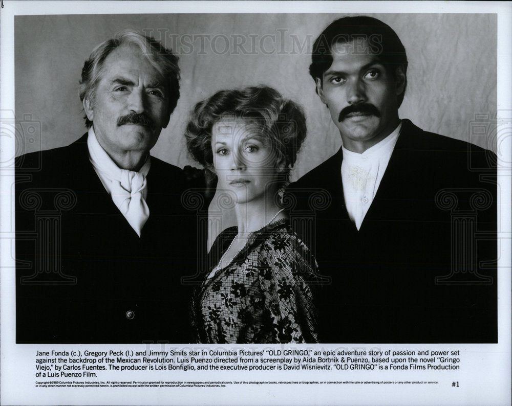 1990 Press Photo Jane Fonts Gregory Peck Jimmy Smits - Historic Images