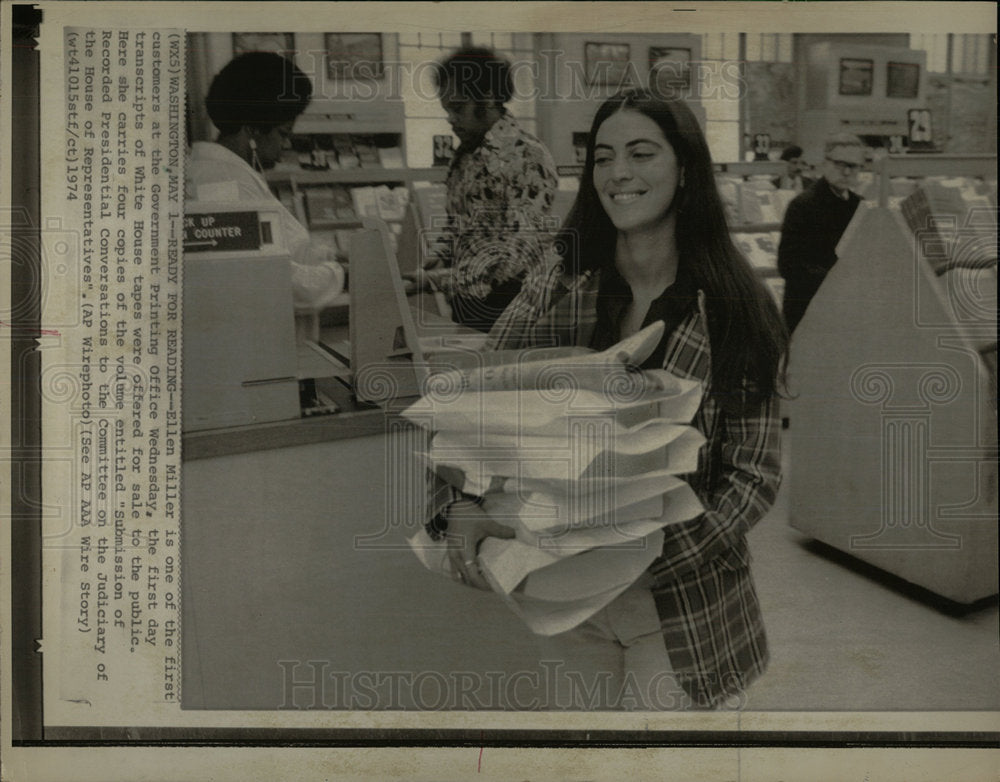 1974 Press Photo Ellen Miller Government printing US - Historic Images