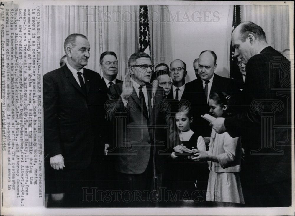 1965 Press Photo John Gronouski postmaster Johnson  - Historic Images