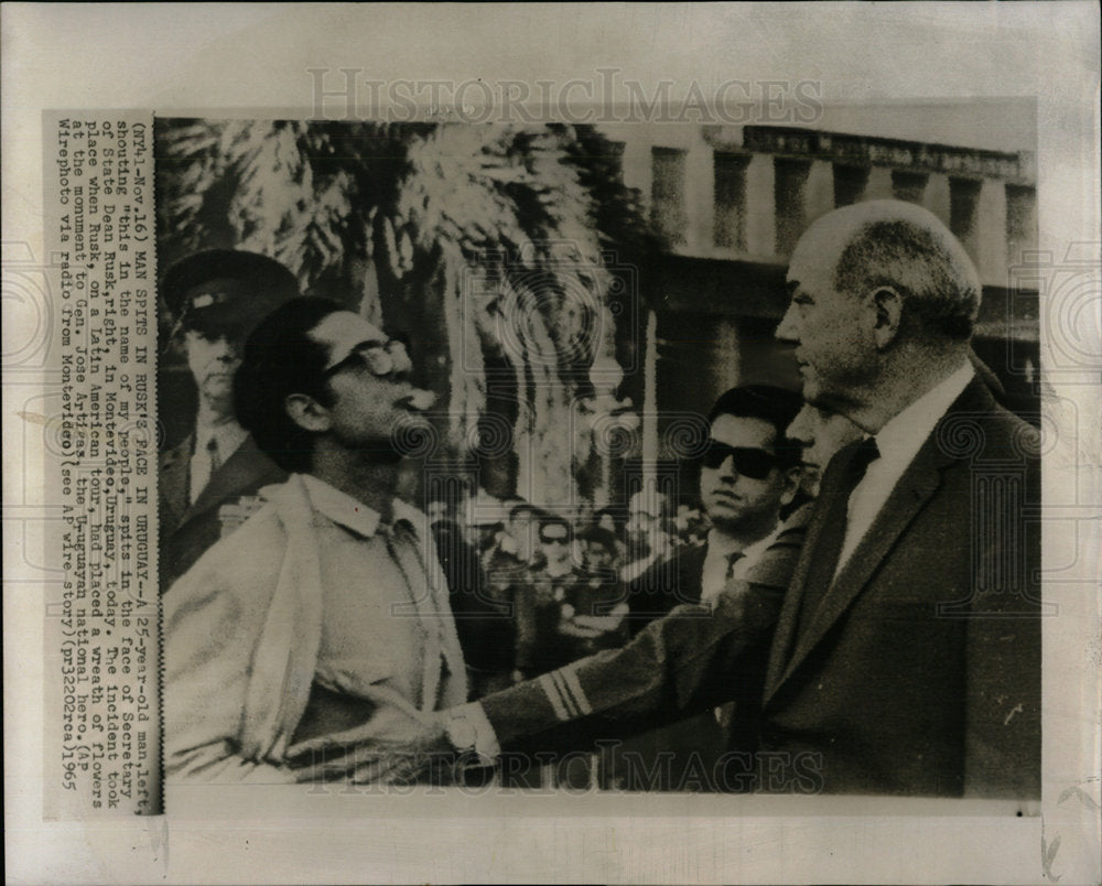 1965 Press Photo Secretary of State Dean Rusk Uruguay - Historic Images