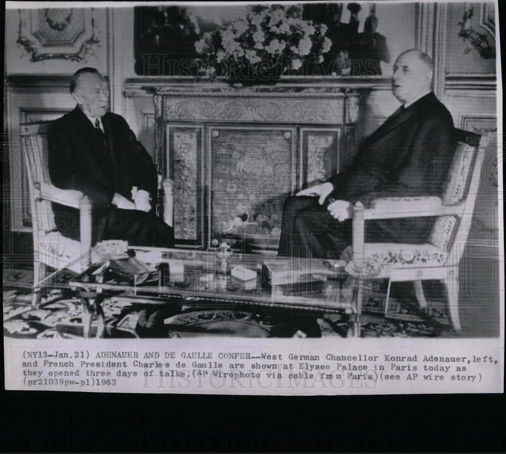 1963 Press Photo French President Charles de Gaulle  - Historic Images