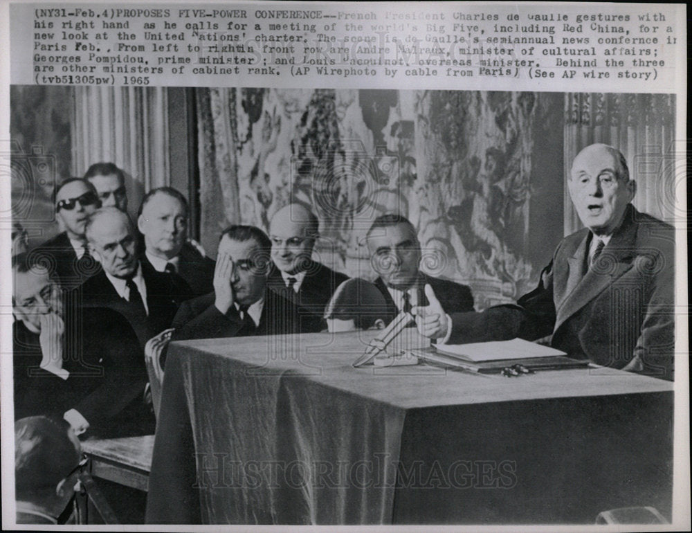 1965 Press Photo De Gaulle Proposes Power Conference - Historic Images