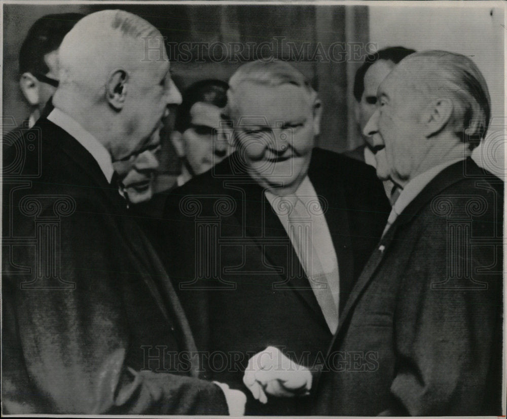 1965 Press Photo Charles De Gaulle Ludwig Erhard Konrad - Historic Images