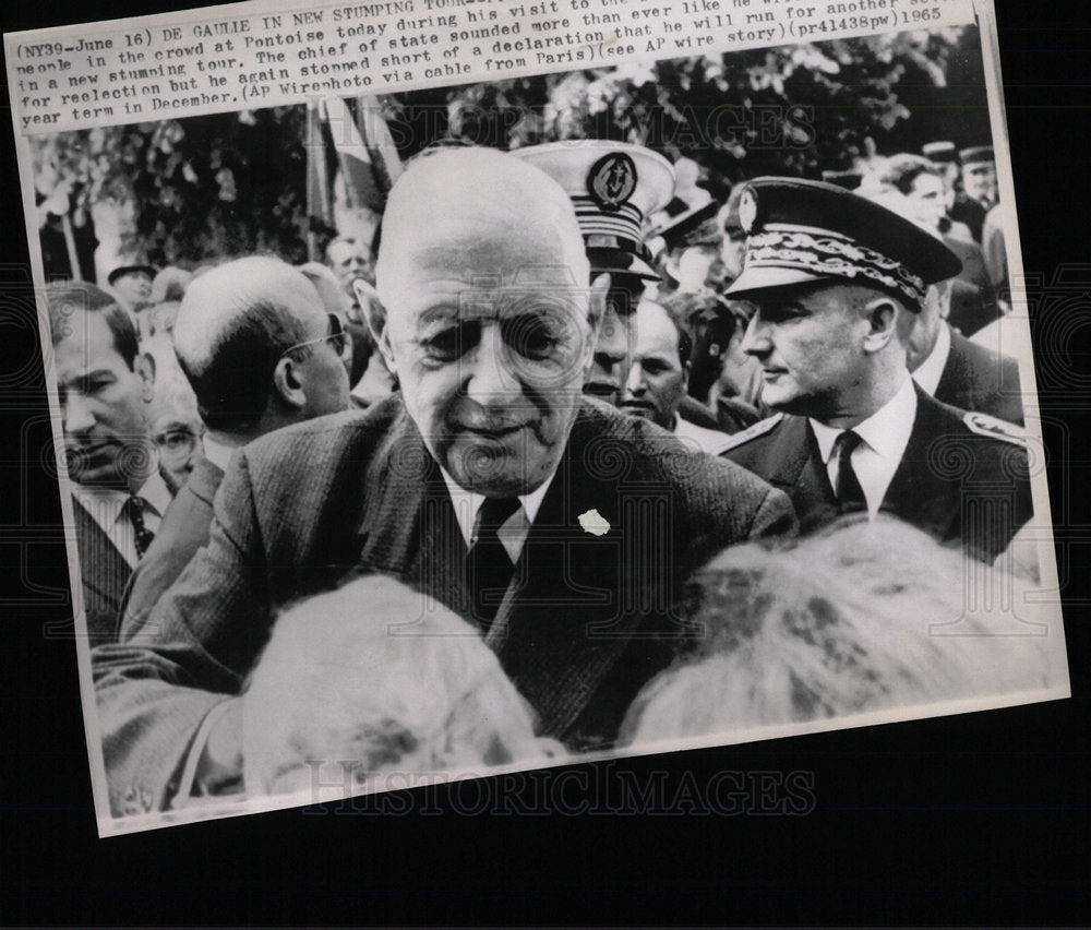 1965 Press Photo French Pres Charles de Gaulle Pontoise - Historic Images