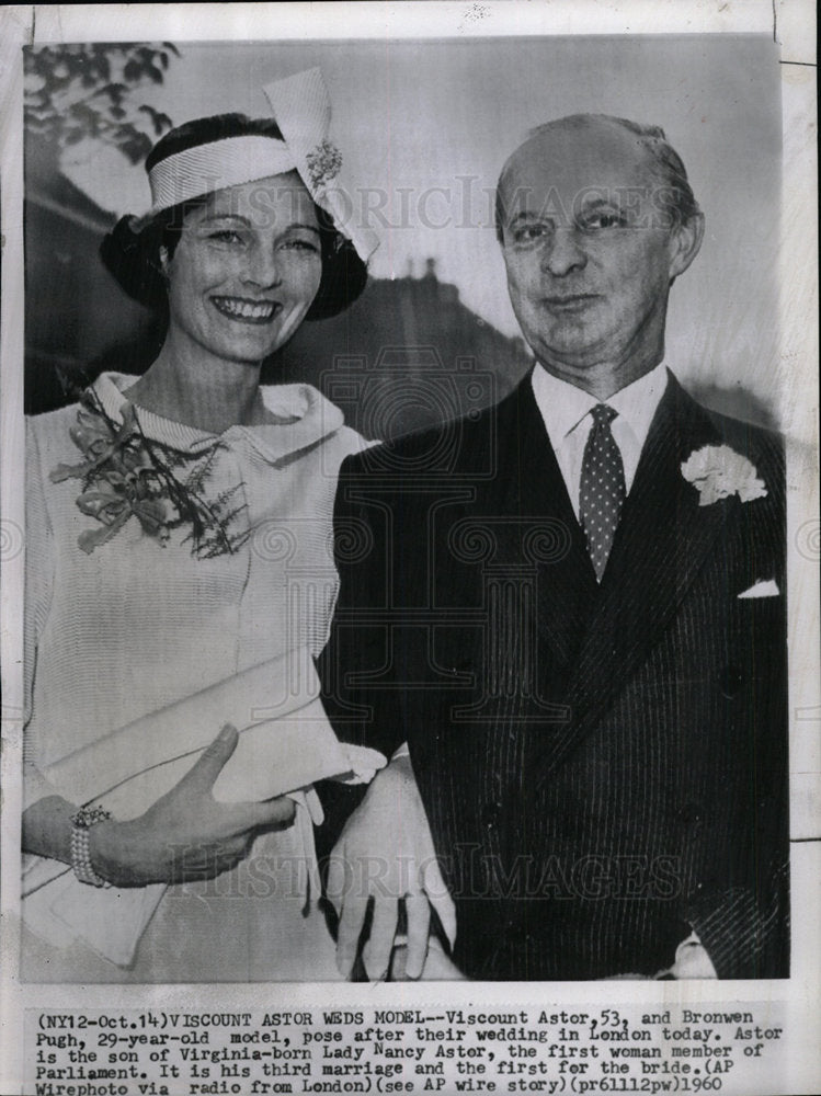 1960 Press Photo Viscount Astor Bronwen Pugh London - Historic Images