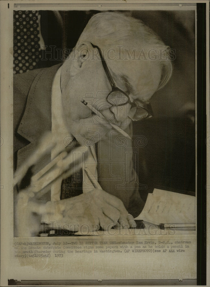 1973 Press Photo Senator Sam Ervin - Historic Images