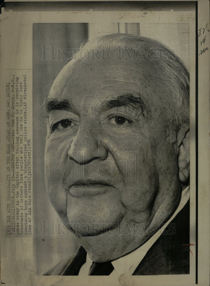 1970 Press Photo Senator Sam Ervin - Historic Images