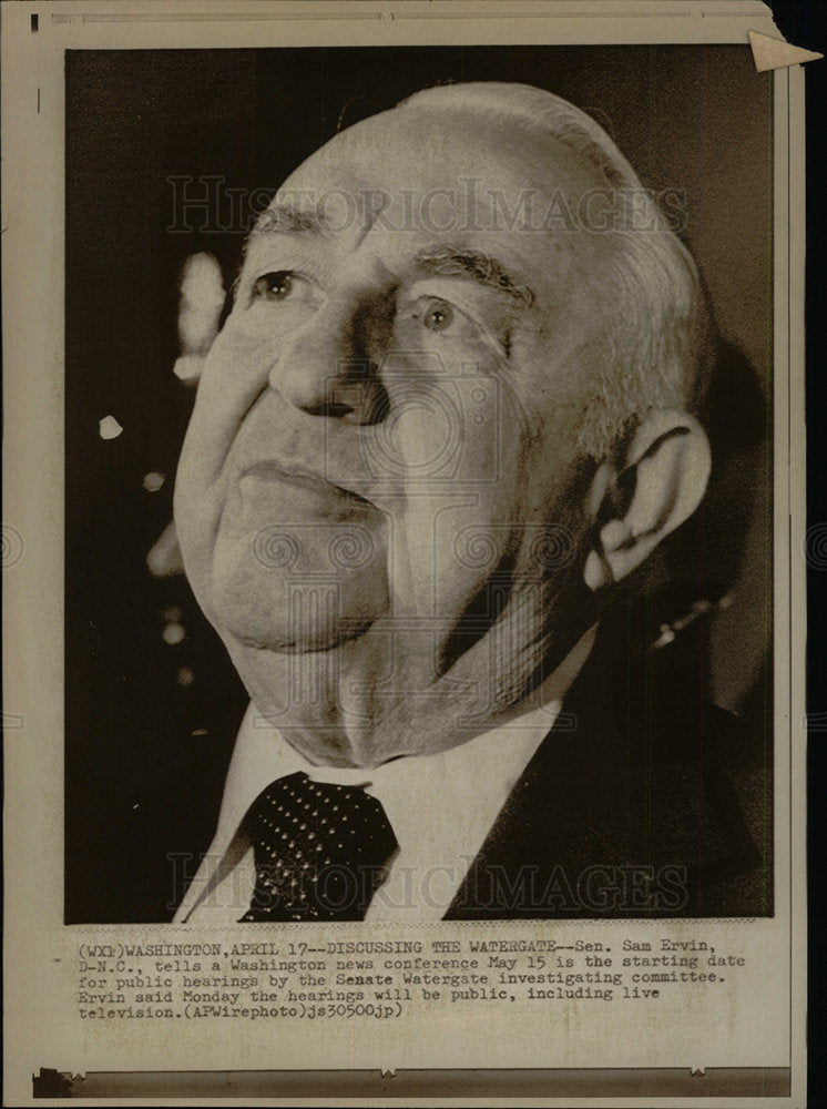 1973 Press Photo Senate Sam Ervin - Historic Images