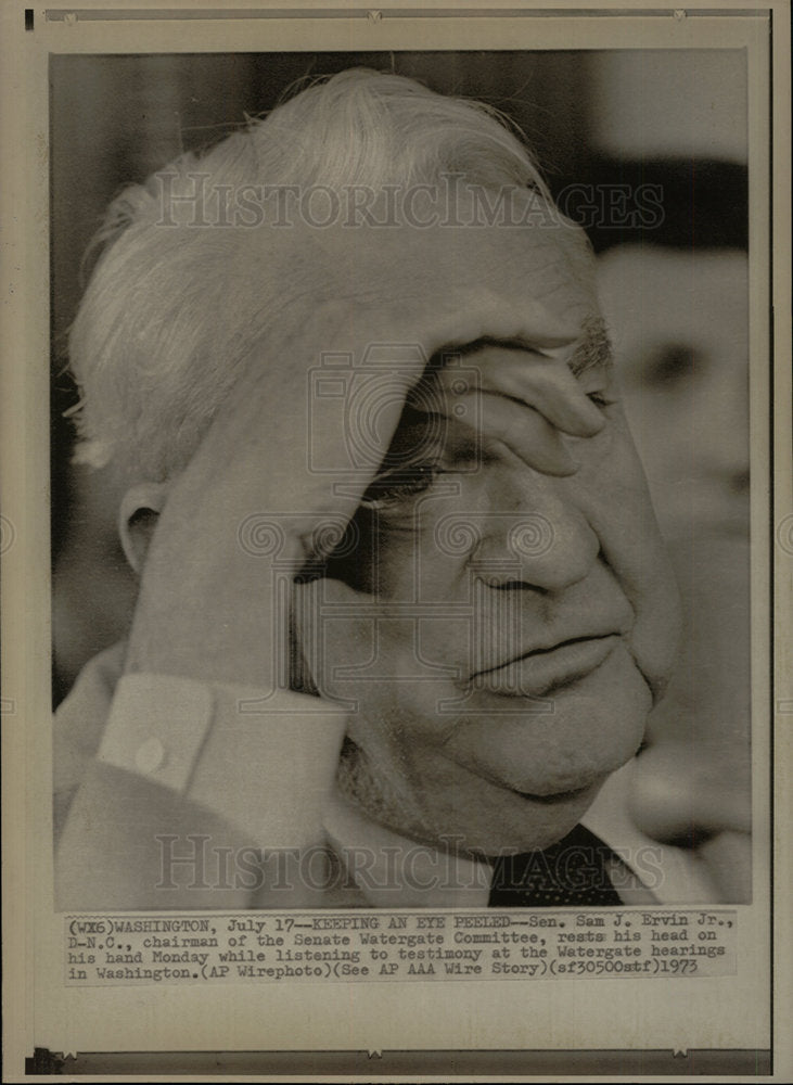 1973 Press Photo Sen. Sam J. Ervin Jr. Chairman Waterga - Historic Images