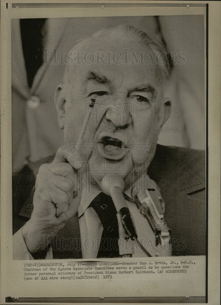 1973 Press Photo Ervin Questions - Historic Images